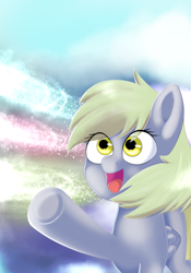 Size: 1429x2039 | Tagged: safe, artist:anonbelle, imported from derpibooru, derpy hooves, pegasus, pony, female, solo, trail