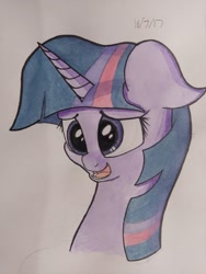 Size: 1024x1365 | Tagged: safe, artist:chrispy248, imported from derpibooru, twilight sparkle, pony, bust, female, floppy ears, portrait, solo, traditional art