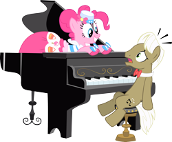 Size: 4000x3302 | Tagged: safe, artist:sansbox, imported from derpibooru, frederic horseshoepin, pinkie pie, pony, the best night ever, clothes, dress, gala dress, high res, musical instrument, piano, simple background, transparent background, vector