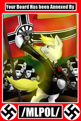 Size: 1000x1500 | Tagged: artist needed, safe, imported from derpibooru, oc, oc only, oc:aryanne, pony, /mlp/, /mlpol/, /pol/, armband, bipedal, clothes, female, flag, gun, heart, heil, machine gun, mare, military, nazi, nazi armband, poster, salute, schutzstaffel, sieg heil, stahlhelm, swastika, uniform, weapon