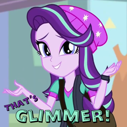 Size: 720x720 | Tagged: safe, edit, edited screencap, imported from derpibooru, screencap, starlight glimmer, equestria girls, mirror magic, spoiler:eqg specials, cropped, family guy, female, he's quagmire, image macro, meme, solo