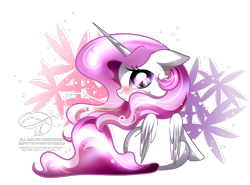 Size: 1300x960 | Tagged: safe, artist:tiffanymarsou, imported from derpibooru, princess celestia, pony, blushing, cewestia, female, filly, pink-mane celestia, sitting, solo, younger