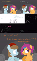 Size: 3840x6240 | Tagged: safe, artist:jake heritagu, imported from derpibooru, chip mint, rain catcher, scootaloo, pony, comic:ask motherly scootaloo, ask-rain-catcher, camera, casket, comic, couch, crying, envelope, hairpin, money bag, motherly scootaloo