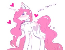 Size: 399x306 | Tagged: safe, artist:doux-ameri, imported from derpibooru, oc, oc only, oc:button love, pony, unicorn, female, heart, mare, simple background, solo, white background