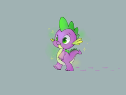 Size: 2048x1536 | Tagged: safe, artist:pinkflutter, imported from derpibooru, spike, dragon, gray background, male, simple background, solo, sparkling, walking