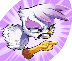 Size: 2821x2389 | Tagged: safe, artist:dilarus, artist:sourspot, deleted from derpibooru, imported from derpibooru, gilda, griffon, angry, collaboration, pointing, solo