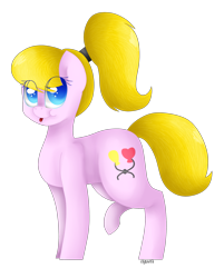 Size: 1861x2311 | Tagged: safe, artist:kawurin, artist:pinkpearlmlp, imported from derpibooru, oc, oc only, oc:lola balloon, earth pony, pony, female, mare, raised leg, simple background, solo, tongue out, transparent background