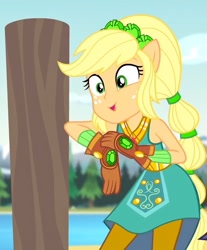 Size: 657x792 | Tagged: safe, imported from derpibooru, screencap, applejack, equestria girls, legend of everfree, crystal guardian, gauntlet, gem, ponied up