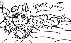 Size: 750x452 | Tagged: safe, artist:danuis5, imported from derpibooru, fluffy pony, pony, cute, female, filly, fluffy pony foal, fluffy pony original art, foal, sad, underhoof