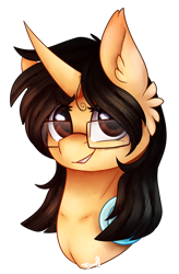 Size: 862x1316 | Tagged: safe, artist:cloud-drawings, imported from derpibooru, oc, oc only, oc:cosmic dawn, pony, unicorn, bust, female, glasses, headphones, mare, portrait, simple background, solo, transparent background