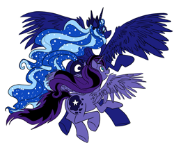 Size: 1231x1015 | Tagged: safe, artist:heart-of-stitches, imported from derpibooru, princess luna, oc, oc:valkyrie, alicorn, pony, female, mare, simple background, white background