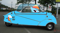 Size: 750x417 | Tagged: safe, artist:bignate805, imported from derpibooru, rainbow dash, pony, 20% cooler, awesome, cutie mark, female, kabinenroller, messerschmitt, messerschmitt kr200, rainbow crash, solo