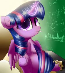 Size: 3000x3400 | Tagged: safe, artist:a8f12, imported from derpibooru, twilight sparkle, alicorn, human, pony, chalk, chalkboard, cute, holding a pony, magic, physics, solo focus, spread wings, twilight sparkle (alicorn), wings