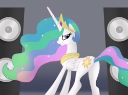 Size: 2732x2048 | Tagged: safe, artist:justsomepainter11, imported from derpibooru, princess celestia, alicorn, pony, butt, butt shake, crown, jewelry, parody, plot, praise the sun, regalia, show accurate, speaker, speakers, sunbutt, twerking