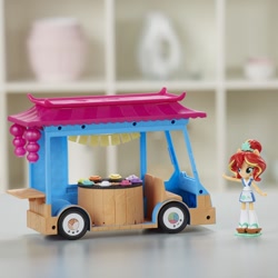 Size: 800x800 | Tagged: safe, imported from derpibooru, sunset shimmer, equestria girls, doll, equestria girls minis, female, food, food truck, irl, japanese, merchandise, photo, sunset sushi, toy, truck