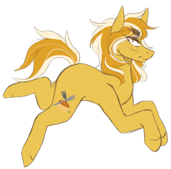 Size: 1453x1435 | Tagged: safe, artist:penkiepuu, imported from derpibooru, oc, oc only, oc:brittle biscuit, earth pony, pony, angry, colored sketch, contest prize, earth pony oc, female, looking at you, raised leg, scar, simple background, solo, transparent background