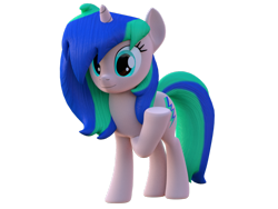 Size: 1024x768 | Tagged: safe, artist:mythicspeed, deleted from derpibooru, imported from derpibooru, oc, oc only, oc:electric mist, pony, unicorn, 3d, blender, female, mare, simple background, solo, transparent background