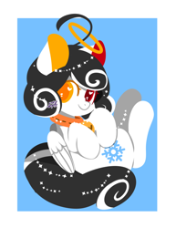 Size: 600x776 | Tagged: safe, artist:snow angel, imported from derpibooru, oc, oc only, oc:snow angel, pegasus, pony, bell, bell collar, collar, cute, female, halo, heart eyes, heterochromia, mare, ocbetes, solo, wingding eyes