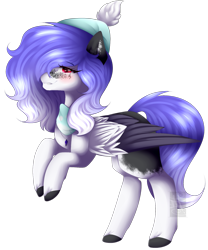 Size: 1437x1726 | Tagged: safe, artist:mauuwde, imported from derpibooru, oc, oc only, oc:noodle, pegasus, pony, clothes, female, mare, scarf, simple background, snow cap, solo, transparent background, winter hat