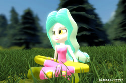 Size: 1356x897 | Tagged: safe, artist:blackbelt2297, imported from derpibooru, paisley, equestria girls, 3d, female, gmod, grass, sitting, solo