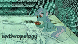 Size: 1920x1080 | Tagged: safe, artist:privatescoop, imported from derpibooru, lyra heartstrings, pony, unicorn, fanfic:anthropology, female, food, mare, sandwich, sitting, solo