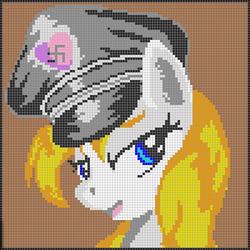 Size: 799x799 | Tagged: safe, artist:anonymous, imported from derpibooru, oc, oc only, oc:aryanne, /mlpol/, banner, bust, clothes, female, hat, lidded eyes, mare, nazi, nazipone, pixel art, pixelcanvas, portrait, schutzstaffel, shine, solo, swastika, text, uniform