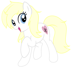 Size: 5225x4998 | Tagged: dead source, safe, artist:an-m, imported from derpibooru, oc, oc only, oc:aryanne, earth pony, pony, absurd resolution, female, happy, heart, looking at you, mare, nazi, nazipone, pony oc, simple background, solo, swastika, transparent background, vector, walking