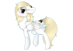 Size: 1024x717 | Tagged: safe, artist:einzie, deleted from derpibooru, imported from derpibooru, oc, oc only, oc:luftkrieg, pegasus, pony, aryan pony, blushing, chest fluff, female, filly, floppy ears, looking at you, simple background, solo, tail wrap, transparent background, walking