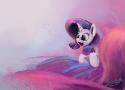 Size: 1900x1377 | Tagged: safe, artist:insanerobocat, imported from derpibooru, rarity, pony, unicorn, abstract background, female, mare, smiling, solo