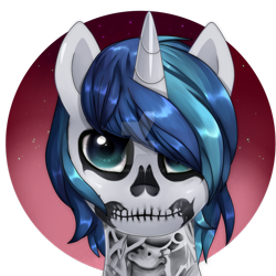 Size: 1280x1280 | Tagged: safe, artist:sugguk, imported from derpibooru, shining armor, pony, bust, catrina (calavera garbancera), dia de los muertos, male, portrait, solo, sugar skull, watermark