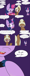 Size: 1600x4000 | Tagged: safe, artist:jake heritagu, imported from derpibooru, twilight sparkle, oc, oc:sandy hooves, pony, comic:ask motherly scootaloo, book, comic, miss twilight sparkle