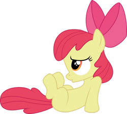 Size: 800x719 | Tagged: safe, artist:bloodykeyblade, imported from derpibooru, apple bloom, earth pony, pony, the show stoppers, apple bloom's bow, bow, female, filly, hair bow, legs in air, open mouth, simple background, sitting, solo, transparent background, vector