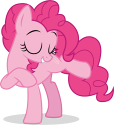 Size: 5756x6312 | Tagged: safe, artist:illumnious, imported from derpibooru, pinkie pie, earth pony, pony, castle sweet castle, absurd resolution, eyes closed, female, mare, raised leg, simple background, smiling, solo, transparent background, vector