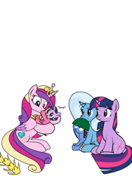 Size: 600x800 | Tagged: safe, artist:dekomaru, imported from derpibooru, princess cadance, trixie, twilight sparkle, oc, oc:aurora, oc:nebula, pony, unicorn, tumblr:ask twixie, ask, boop, female, lesbian, magical lesbian spawn, mare, offspring, parent:trixie, parent:twilight sparkle, parents:twixie, shipping, tumblr, twixie