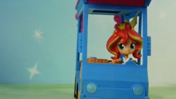 Size: 1280x720 | Tagged: safe, imported from derpibooru, sunset shimmer, equestria girls, doll, driving, equestria girls minis, eqventures of the minis, female, food truck, japanese, merchandise, solo, sunset sushi, toy, truck