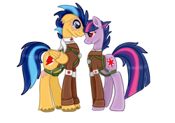 Size: 1024x722 | Tagged: safe, artist:jessyxkisuxkata, imported from derpibooru, flash sentry, twilight sparkle, alicorn, pegasus, pony, couple, crossover, female, flashlight, love, male, scar, shipping, straight