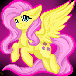 Size: 1024x1024 | Tagged: safe, artist:healerpip, imported from derpibooru, fluttershy, pony, female, floppy ears, looking at you, smiling, solo, spread wings, wings