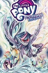 Size: 1054x1600 | Tagged: safe, artist:sararichard, idw, imported from derpibooru, applejack, fluttershy, pinkie pie, rainbow dash, rarity, twilight sparkle, alicorn, pony, ponies of dark water, spoiler:comic, cover, mane six, twilight sparkle (alicorn)