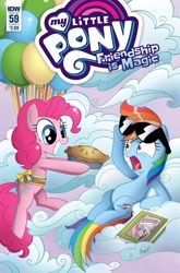 Size: 1054x1600 | Tagged: safe, artist:agnesgarbowska, idw, imported from derpibooru, pinkie pie, rainbow dash, pony, secrets and pies, spoiler:comic, spoiler:comic59, eat my pie