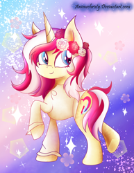 Size: 1024x1325 | Tagged: safe, artist:animechristy, imported from derpibooru, oc, oc only, oc:pastel script, pony, flower, solo