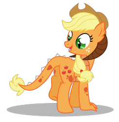 Size: 1254x1280 | Tagged: safe, artist:dragonchaser123, imported from derpibooru, applejack, dracony, dragon, hybrid, base used, female, happy, horns, simple background, solo, species swap, transparent background, vector