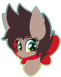 Size: 1833x2285 | Tagged: safe, artist:nekro-led, imported from derpibooru, oc, oc only, oc:choco mocca, earth pony, pony, abstract background, bust, freckles, lineless, ribbon, simple background, solo, transparent background