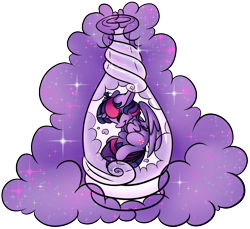 Size: 11529x10562 | Tagged: safe, artist:cutepencilcase, imported from derpibooru, twilight sparkle, alicorn, pony, absurd resolution, bottle, cute, female, magic, pony in a bottle, smoke, solo, sparkles, twiabetes, twilight sparkle (alicorn)