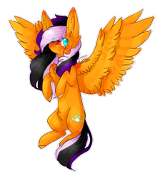 Size: 841x937 | Tagged: safe, artist:twinkepaint, imported from derpibooru, oc, oc only, oc:sunrise, pegasus, pony, female, mare, one eye closed, simple background, solo, spread wings, transparent background, wings, wink