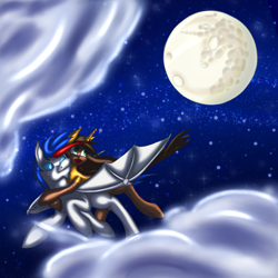 Size: 1460x1460 | Tagged: safe, artist:acespade777, imported from derpibooru, oc, oc only, oc:ace spade, oc:wildwire, bat pony, pony, unicorn, cute, digital art, flying, moon, night, pretty, shipping, stars, wildspade