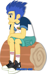 Size: 1600x2484 | Tagged: safe, artist:jucamovi1992, imported from derpibooru, flash sentry, equestria girls, converse, log, male, shoes, simple background, sitting, sneakers, solo, transparent background