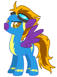 Size: 3390x4567 | Tagged: safe, artist:lostinthetrees, imported from derpibooru, oc, oc only, oc:nova nightstar, pegasus, pony, clothes, goggles, high res, male, simple background, solo, stallion, transparent background, uniform, wonderbolts uniform