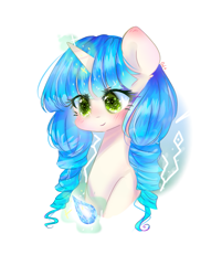 Size: 709x882 | Tagged: safe, artist:windymils, imported from derpibooru, oc, oc only, oc:pastel aquamarine, pony, unicorn, cute, female, gem, mare, ocbetes, smiling, solo