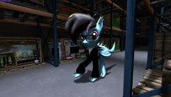 Size: 3840x2160 | Tagged: safe, artist:rainbowdashydg, artist:rdashflare, imported from derpibooru, oc, oc only, oc:rdash, dracony, hybrid, pony, 3d, clothes, glasses, solo, source filmmaker, suit, warehouse