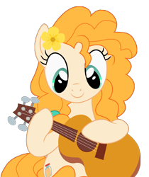 Size: 7555x8997 | Tagged: safe, artist:paganmuffin, imported from derpibooru, pear butter, earth pony, pony, the perfect pear, absurd resolution, acoustic guitar, cute, female, guitar, mare, musical instrument, pearabetes, simple background, solo, transparent background, vector